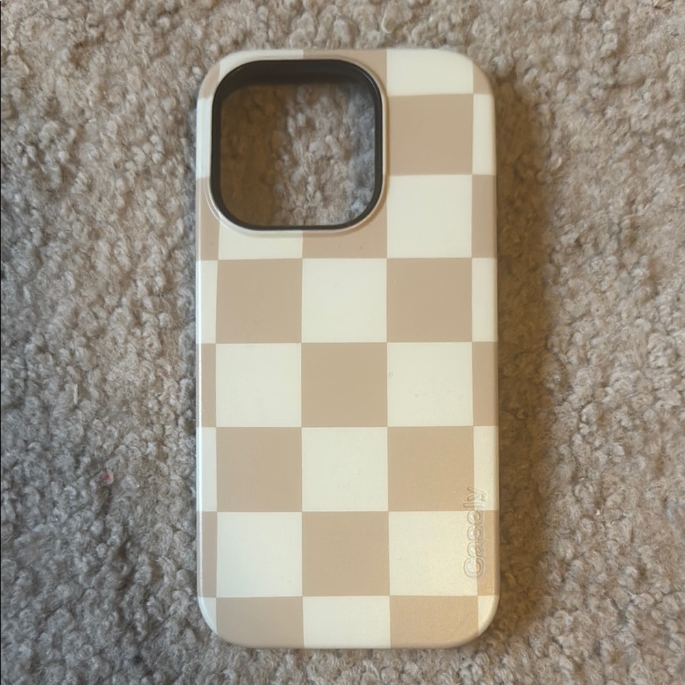 Casetify Tan and Cream Checkered Phone Case